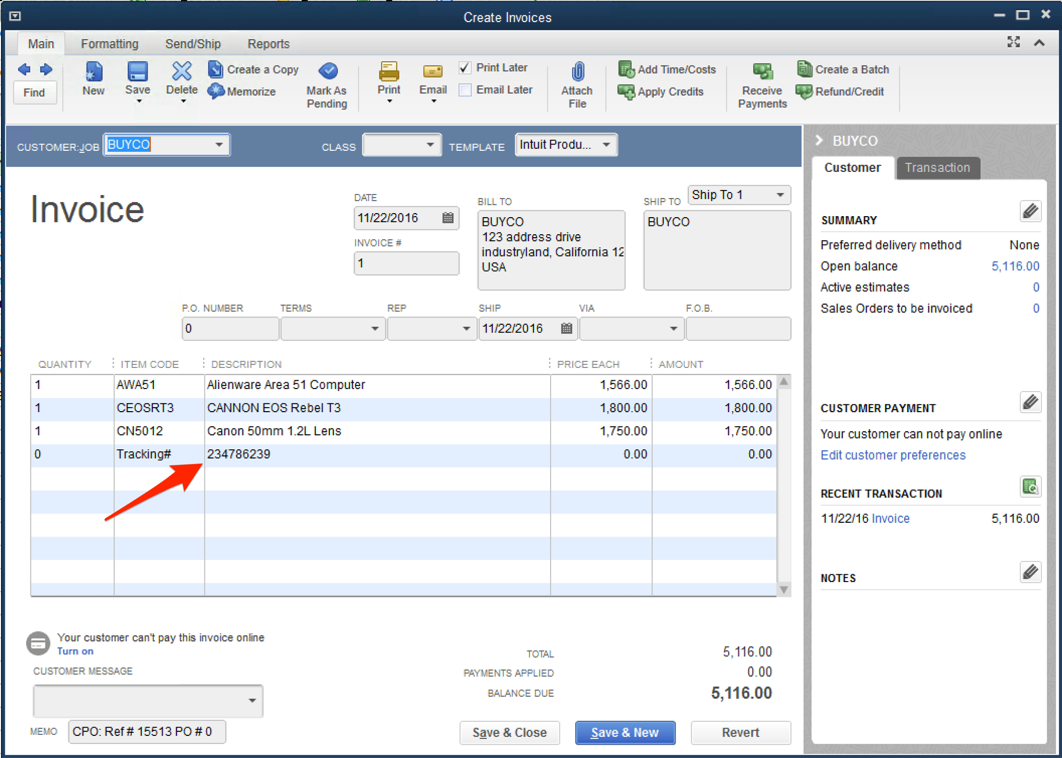 How to enable tracking number export to QuickBooks